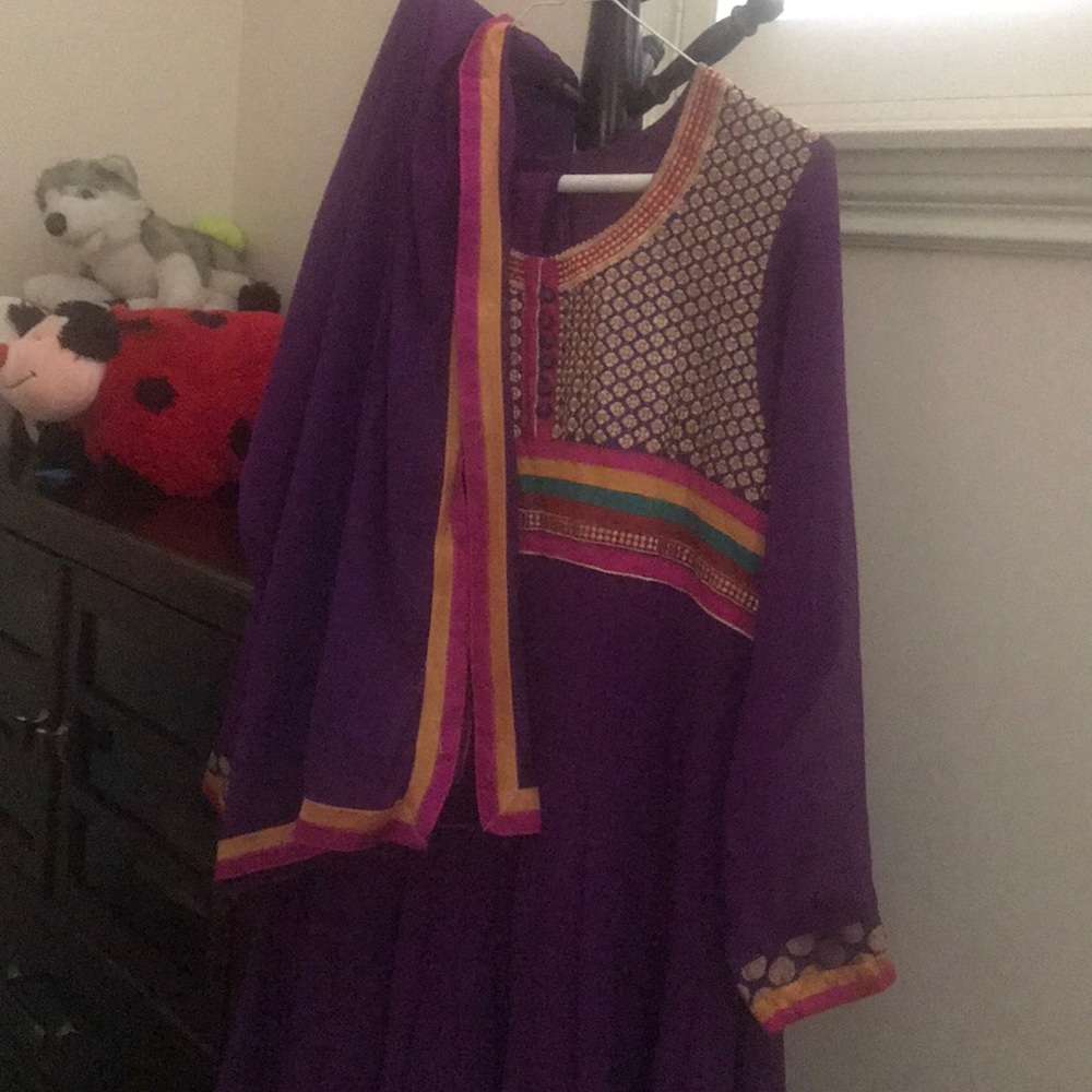 Beautiful bright purple anarkali 3 piece